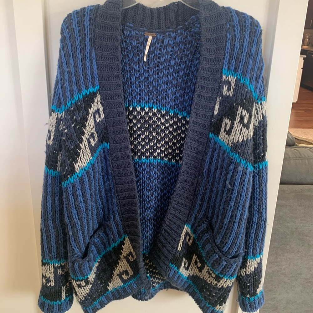 Women’s free people chunky knit blue cardigan